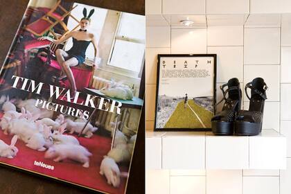 Un libro de fotos del inglés Tim Walker, asidua fuente de consulta para las Hermanas Caradonti. Una foto en el local de ropa Them, que ambientaron con azulejos, alfombras y perchas de cobre