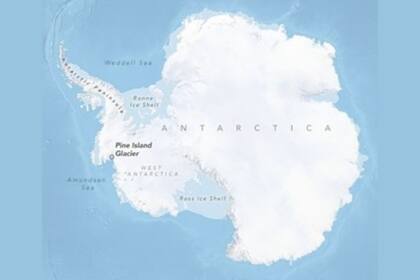Un mapa de la Antártida que muestra la ubicación del glaciar Pine Island