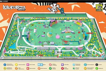 Un mapa del Lollapalooza Argentina 2025