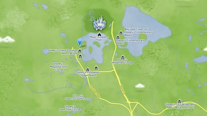 Un mapa interactivo que puede verse en la página de Disney World muestra que hay playas habilitadas sobre la laguna