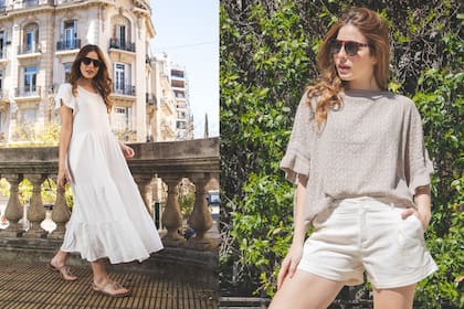 Un maxi vestido de algodón para los días de calor o un buzo de algodón tejido y short corto de gabardina, de la colección de Prier BA, que para este Día de la madre tiene 30% de descuento en todas sus prendas