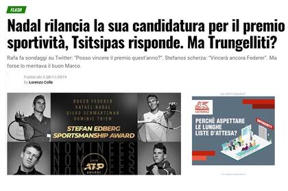 Un medio italiano propone premiar a Marco Trungelliti