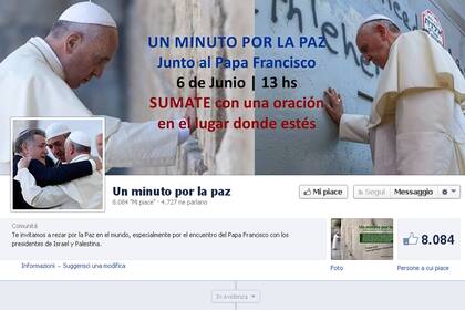 "Un minuto por la paz", la iniciativa en apoyo al papa Francisco por el encuentro del domingo con los líderes de Israel y de la Autoridad Palestina