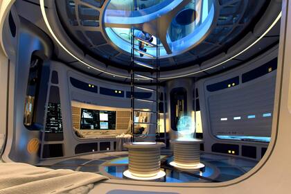 Un modelo a escala de los hábitats inflables de SOM para habitar la Luna