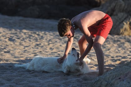 Un momento de juego entre Francisco y Kenia, la mascota que adoptaron durante la pandemia.