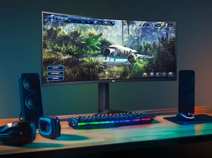 Un monitor LG Ultragear 34GP63A con pantalla ultraancha de 34 pulgadas