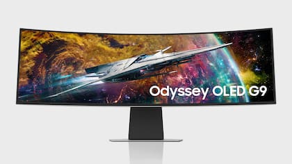 Un monitor Odyssey OLED G9 de Samsung, con un panel de 49 pulgadas