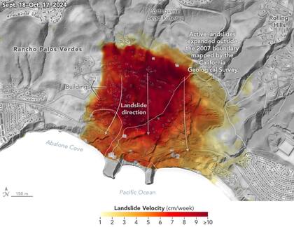 Un monitoreo de la NASA reveló que en el otoño boreal de 2024 la velocidad de los desplazamientos de tierra en Palos Verdes se aceleró