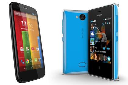 Un Motorola Moto G y un Nokia Asha 503