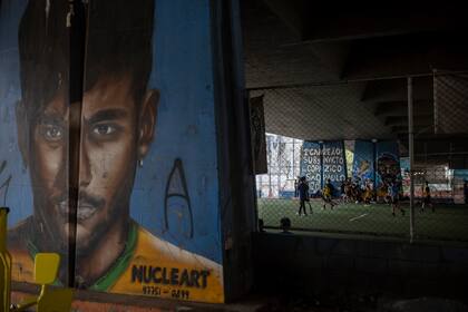 Un mural de Neymar en San Pablo