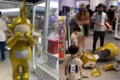 Un niño de 5 años rompió un Teletubby gigante en un juguetería y sus padres debieron pagaralo