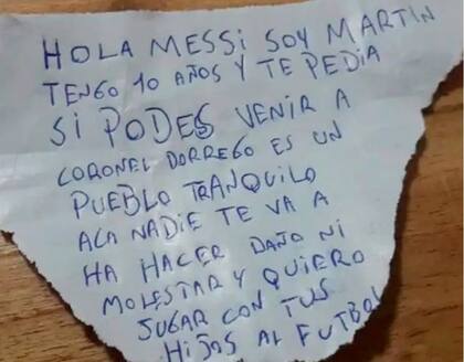 Un niño le suplicó con una carta a Messi que lo visite en Coronel Dorrego