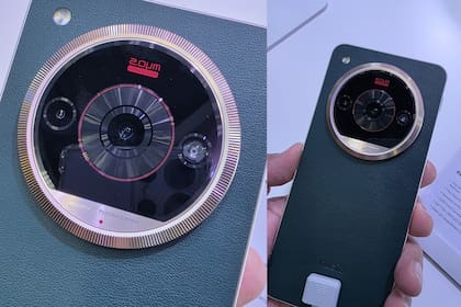 Un Nubia Focus 2 Ultra; el anillo que rodea las cámaras gira para interactuar con el teléfono y con la app para sacar fotos