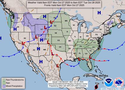 Un nuevo sistema de baja presión que se formará sobre el valle del Mississippi generará precipitaciones generalizadas y tormentas eléctricas hacia el martes, con riesgo de inundaciones puntuales en los estados del Medio Sur