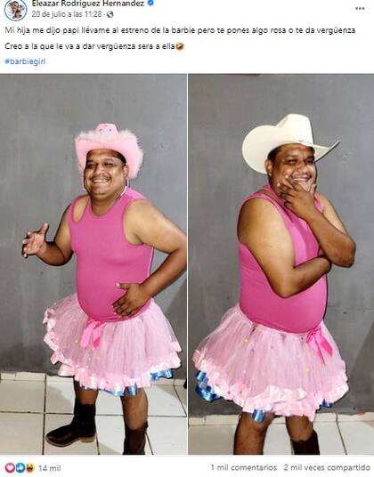 Un padre llevó a su hija al estreno de Barbie con un atuendo total pink