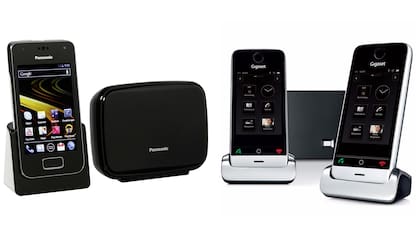 Un Panasonic KX-PRX110 y un duo de Siemens Handy SL910A