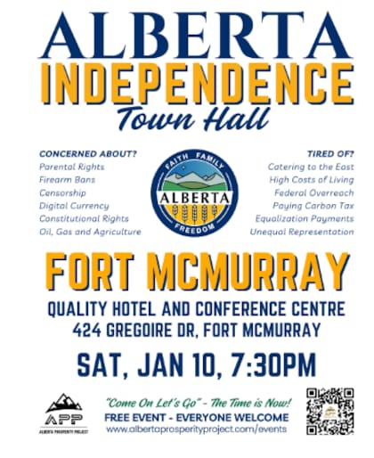 Un panfleto de convocatoria a una reunión independentista en Alberta