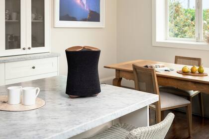 Un parlante Sony SRS-RA5000, con tres bocinas en la parte superior y otras tres en el medio, para generar un sonido envolvente