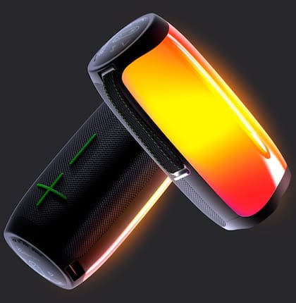 Un parlante ZoundFire Pro KBS-350BK de Klip Xtreme. La carcasa se ilumina con la música