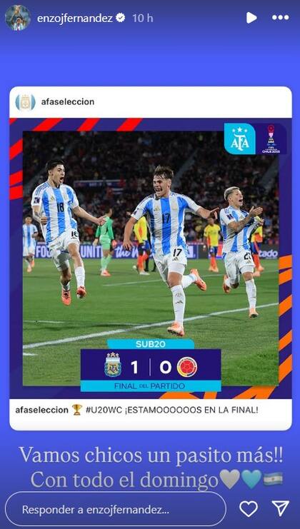 "Un pasito más", el pedido de Enzo Fernández para que los jugadores de la Sub 20 puedan consagrarse