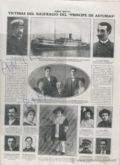 Un periódico de época y el rostro de las "víctimas del hundimiento del Príncipe de Asturias"