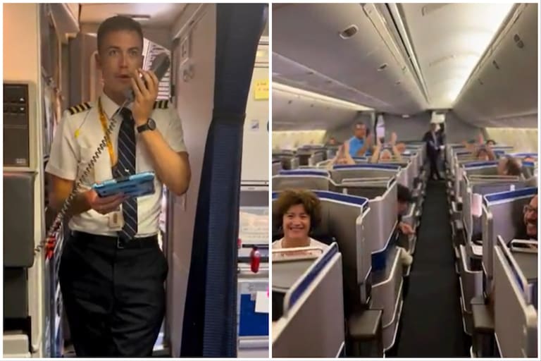 Es piloto, volaba por primera vez con su mamá como azafata y su mensaje en el altoparlante hizo aplaudir a todos