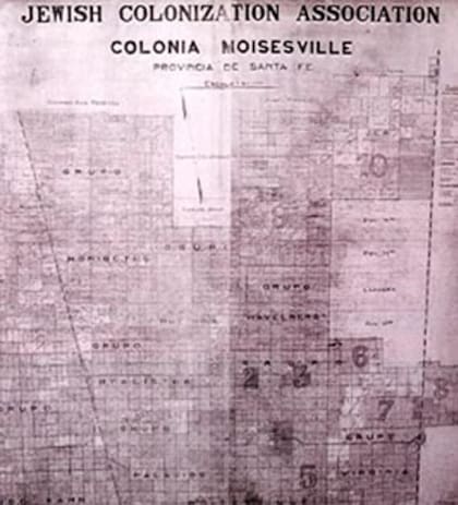 Un plano de la colonia de Moisés Ville realizado en 1933
