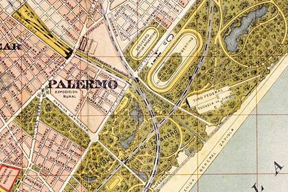 Un plano de la zona de Palermo, el Hipódromo y la Sociedad Hípica Argentina