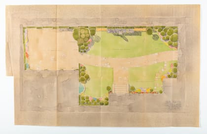 Un plano del jardín, firmado por el estudio de ingenieros agrónomos “Neira y Ezcurra”, en 1938