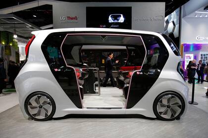 Un prototipo de auto eléctrico autónomo de LG en la feria CES 2020