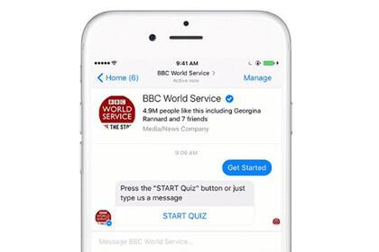 Un prototipo del BBC Mundo Messenger bot, que establece comunicación con los usuarios de Facebook de forma personalizada