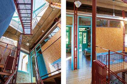 Radiadores, celosías y elementos estructurales de hierro se pintaron del mismo rojo.