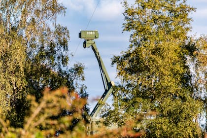 Un radar móvil, en una instalación militar danesa en Amager, Pionegaarden
