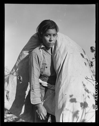 Un recolector de algodón mexicano, retratado por Dorothea Lange en 1936