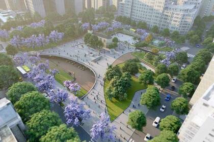 Un render de cómo quedará Plaza Houssay