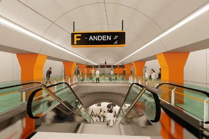 Un render de una estación de la línea F