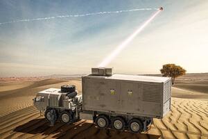 Un render muestra el Iron Beam de Israel, desarrollado por la empresa Rafael