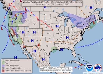 Un sistema de baja presión frente a la costa del Pacífico generó un "río atmosférico" que descargará abundante humedad sobre California hasta el sábado, con lluvias intensas, nevadas en montañas y ráfagas de viento con riesgo de cortes de energía