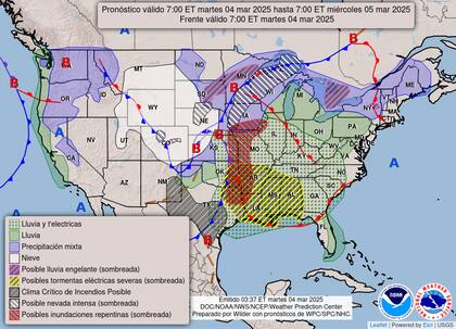 Un sistema de baja presión intenso llevará fuertes nevadas y vientos de hasta 60 km/h, lo que generará condiciones de ventisca en el Medio Oeste y las Montañas Rocosas centrales
