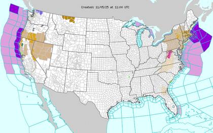 Un sistema rápido de baja presión se profundizará al avanzar sobre Nueva Inglaterra, llevando lluvias generalizadas, nevadas en los Apalaches y ráfagas de viento que podrían alcanzar intensidades peligrosas