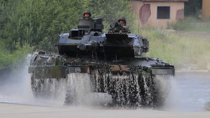 Un tanque en una demostración en Münster, Alemania
