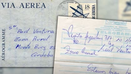 Un telegrama que envió Ventura a sus padres, durante el tiempo que pasó en las Malvinas