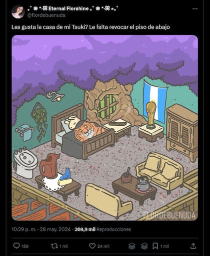 Un tuit celebrando la popularidad de Tsuki's Odyssey