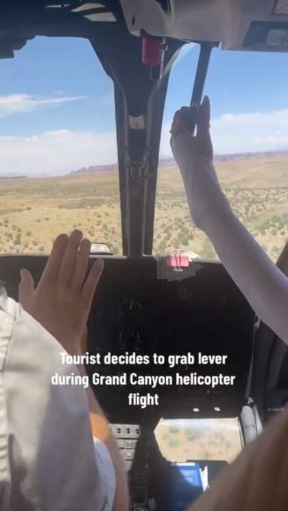 Un turista protagonizó un confuso episodio al querer accionar una palanca en un helicóptero