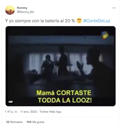 Un usuario apeló al humor luego de quedarse sin energía eléctrica (Crédito: Twitter)