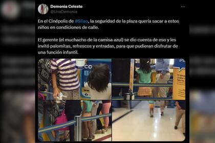 Un usuario de las redes sociales relató el momento que vivió en el cine (Captura X)