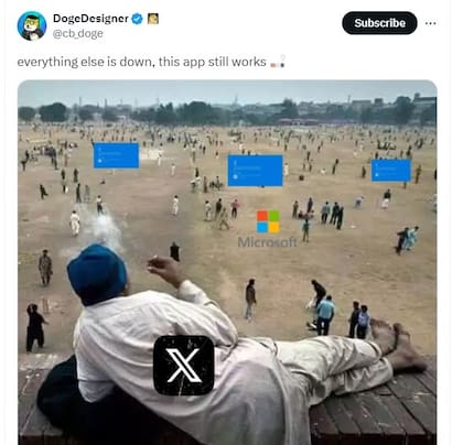 Un usuario de X aseguró que por más que existan fallas informáticas masivas, la plataforma de Elon Musk siempre se mantiene de pie