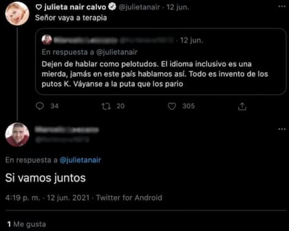 Un usuario insultó a Julieta Nair Calvo en Twitter por usar lenguaje inclusivo