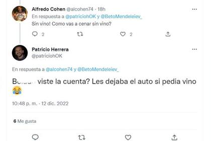 Un usuario no podía creer cómo alguien puede cenar sin pedir vino y pagar una cifra bastante importante por ello