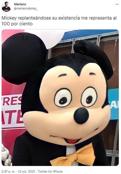 Un usuario se sintió identificado por la expresión en el rostro de Mickey